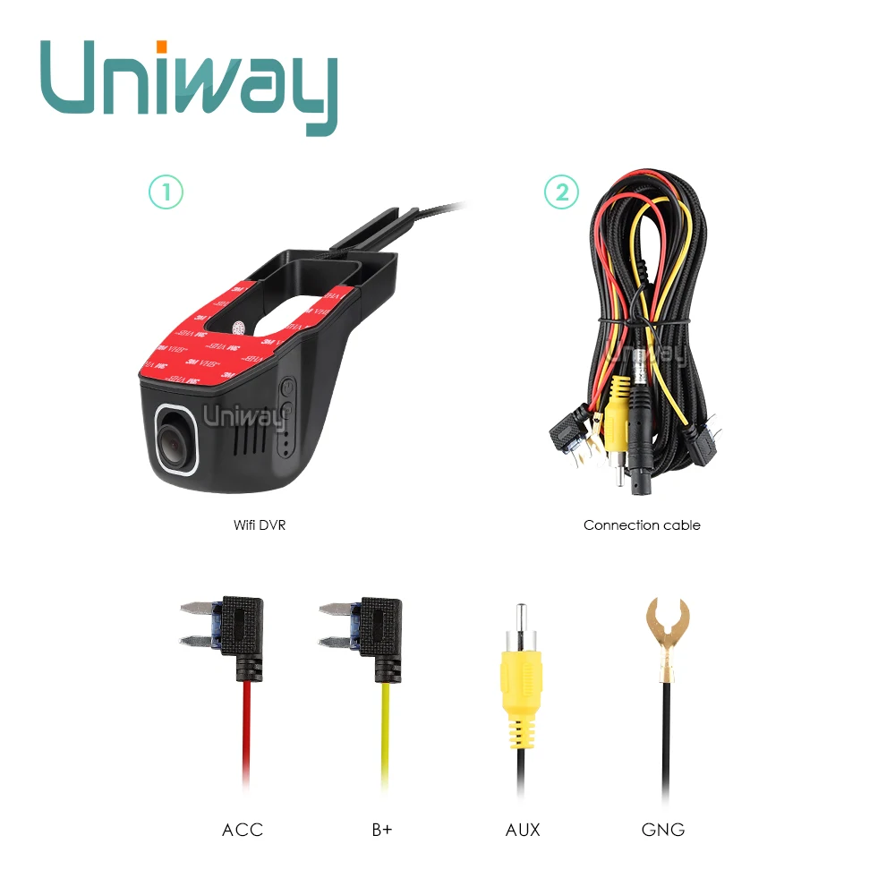 Автомобильный видеорегистратор Uniway 1080P Wi Fi ночное видение угол обзора 170