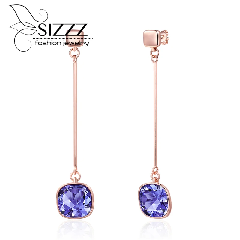 

SIZZZ Europe and the United States fashion box romantic long rhinestone ladies drop earrings for women
