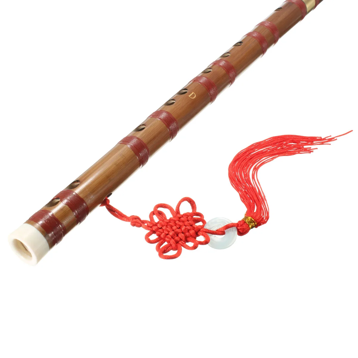 Zebra 61cm D Key Traditional Chinese Handmade Bamboo Flute with Red Bag For Woodwind Musical