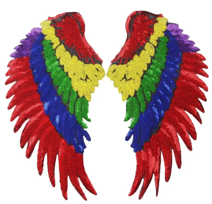 

1pcs Large Color Wings Sequins Patch For T-shirt Sweater Embroidered Fabric Garment Accessories Applique Decoration patches