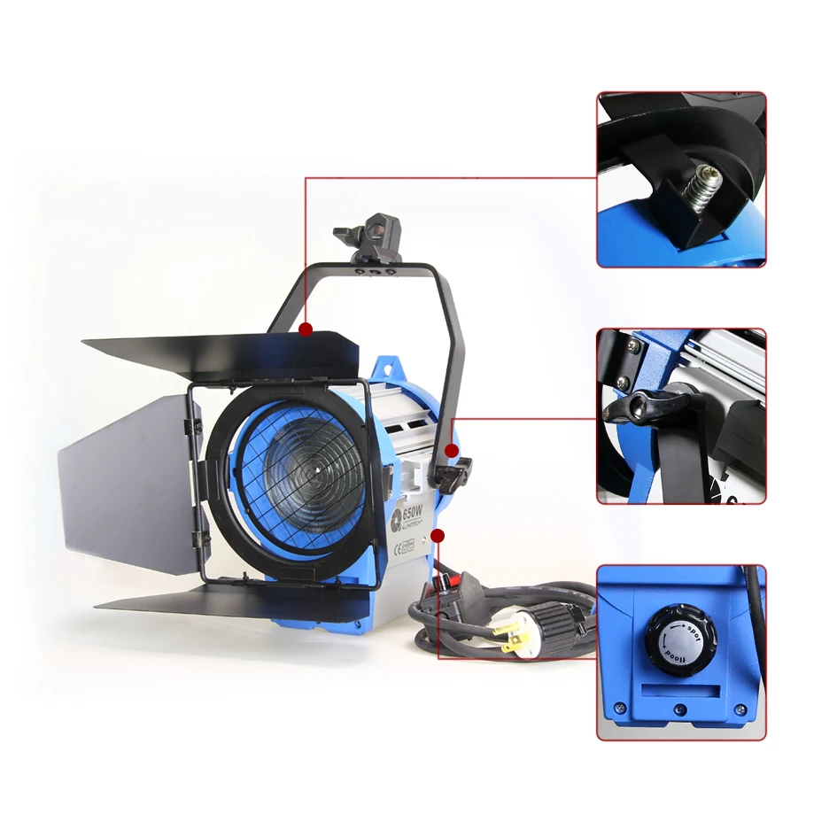 US $304.50 ALUMOTECH Pro As ARRI 2PCS 650W Dimmer BuiltIn Fresnel Tungsten Spot Light For Camera Video Studio Photography Lamp