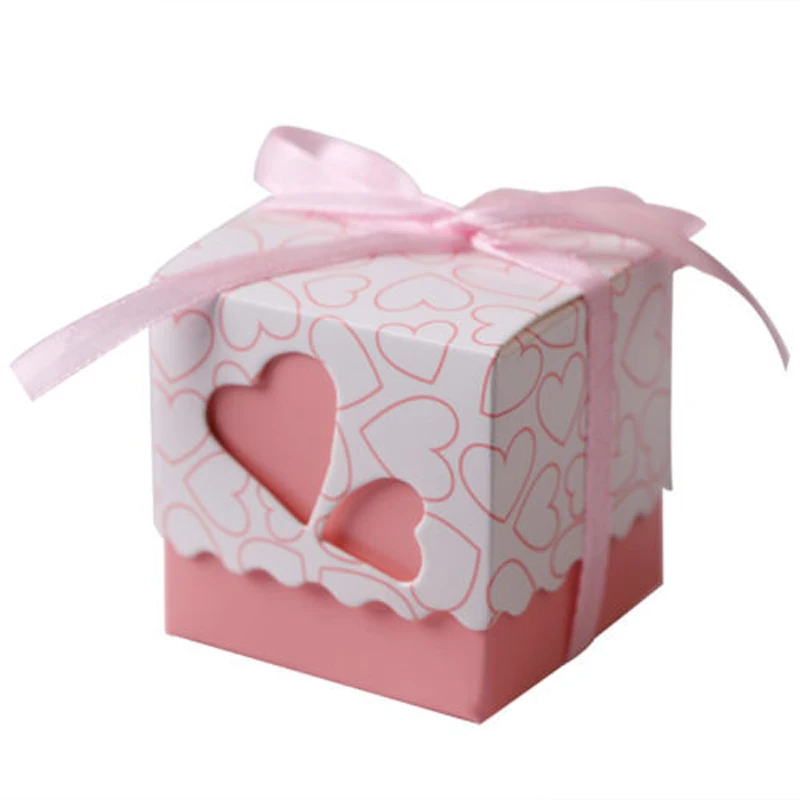 10/50/100 «любовь» из Дизайн с сердечком для свадебных сувениров конфеты Коробки подарок Коробки Балетные пуанты с лентами из крафт-бумаги Подушка Форма коробочка для конфет на вечеринку - Цвет: Pink