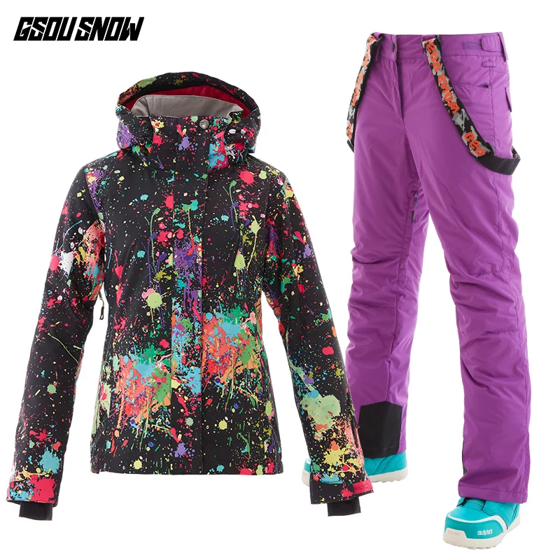 

Gsou Snow Brand ski suit female winter suit jacket and pants ski jacket for snowboard skiing clothing women veste ski femme