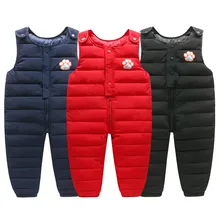 Детская зимняя одежда детские брюки для малышей комбинезон, штаны одежда из хлопка на пуху для маленьких мальчиков и девочек от 2 до 5 лет