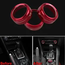 1 комплект Красный AC кнопка кольцо Крышка+ переключатель переключения передач кнопка декоративная отделка Подходит для Mazda 3 Axela- аксессуары для стайлинга автомобилей