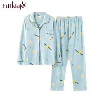 Fdfklak хлопковые пижамы с длинными рукавами принт пижамы для женщин; Большие размеры женские пижамы Pijama комплект домашней одежды для Для женщин M-3XL