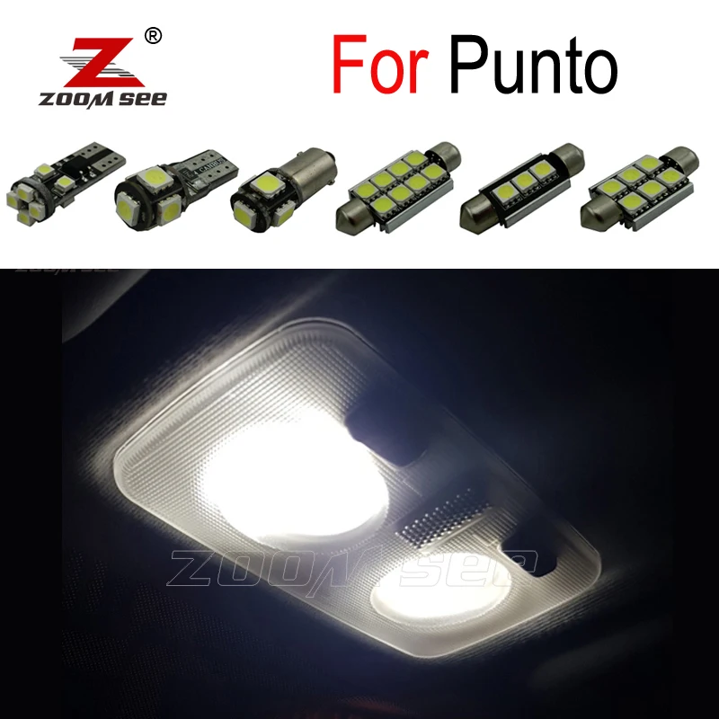 100% Bianco Canbus No Errore Ha Condotto La Lampadina Interno Della Cupola Mappa Luce Kit Per Fiat Punto 1 2 3 I Ii Iii Evo 176 188 199 (1993-2016)