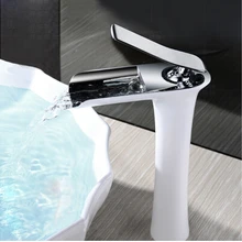 Хромированный и белый высокий водопад кран для ванной комнаты Смеситель для ванной комнаты с горячей и холодной водой