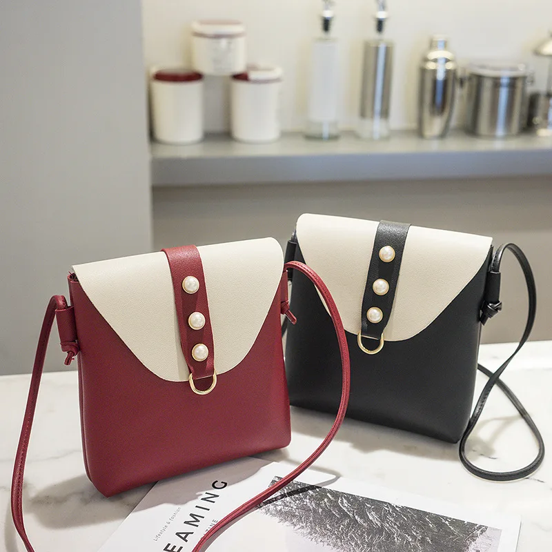 

2018 Fashion Women Messenger Flap Bags Vintage Small Pearl Leather Crossbody Shoulder Bag Phone Bag Coin Bags Bolsa Feminina