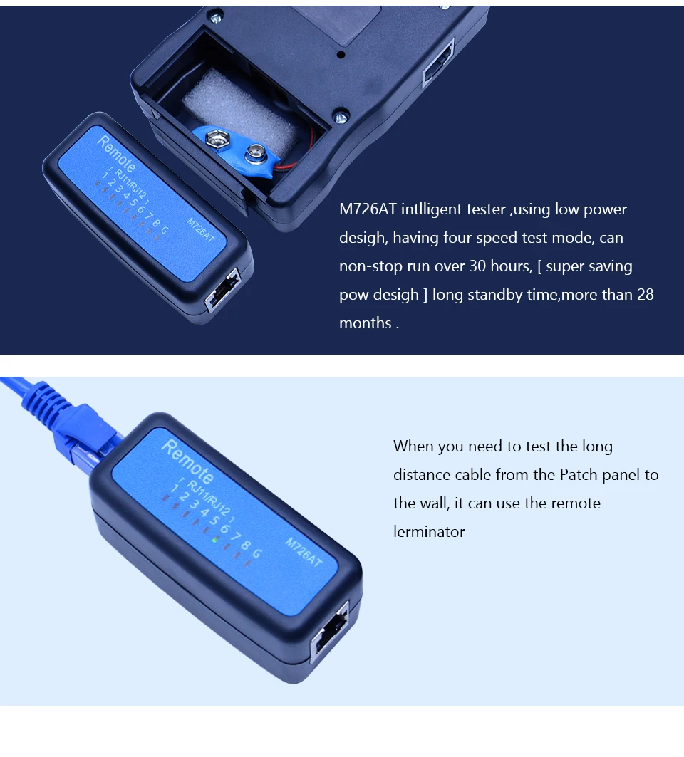 M726AT сетевой кабель тестер LAN USB Ethernet сетевой RJ-45 Cat5 RJ11 Кабельный искатель