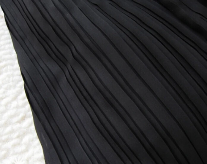 

2 meters 150cm 59" width black crumple accordion pleated tulle chiffon fabric wedding dress clothing materials MM112