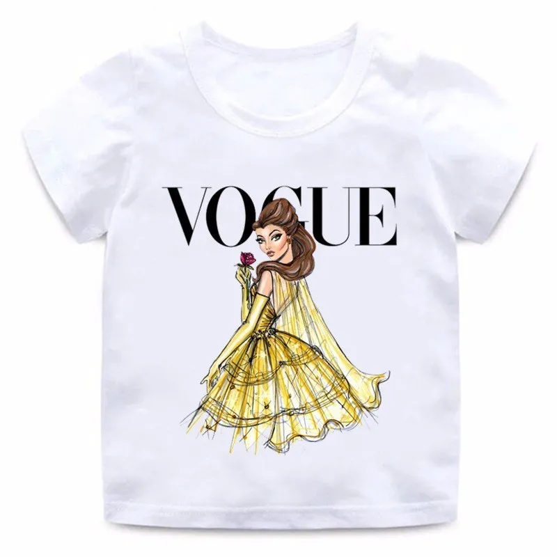 Модная футболка принцессы с принтом для девочек; забавная повседневная детская одежда с героями мультфильмов; летняя белая футболка для малышей в стиле Харадзюку; ooo5209