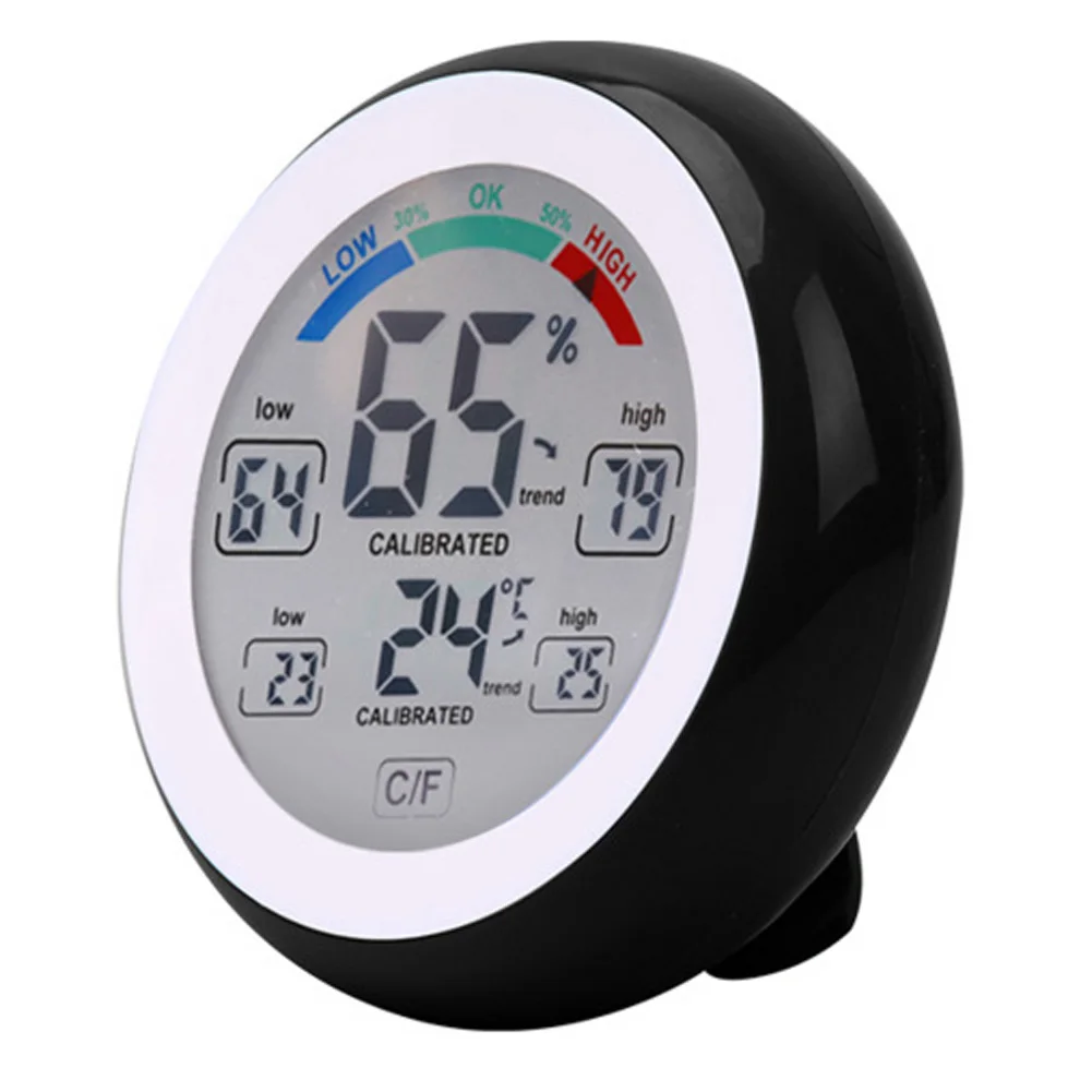 

1Pcs New Digital Touch Household Thermometers Touch Hygrometer Indoor Round Digital Temperature Humidity Meter Weather Station
