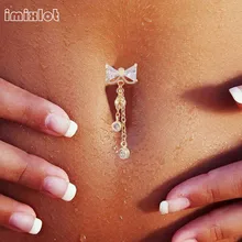 Поддельные пирсинг беруши поддельные перегородки Стразы бант пупка кольца пупка пирсинг ювелирные изделия для тела бант болтаются De Umbigo