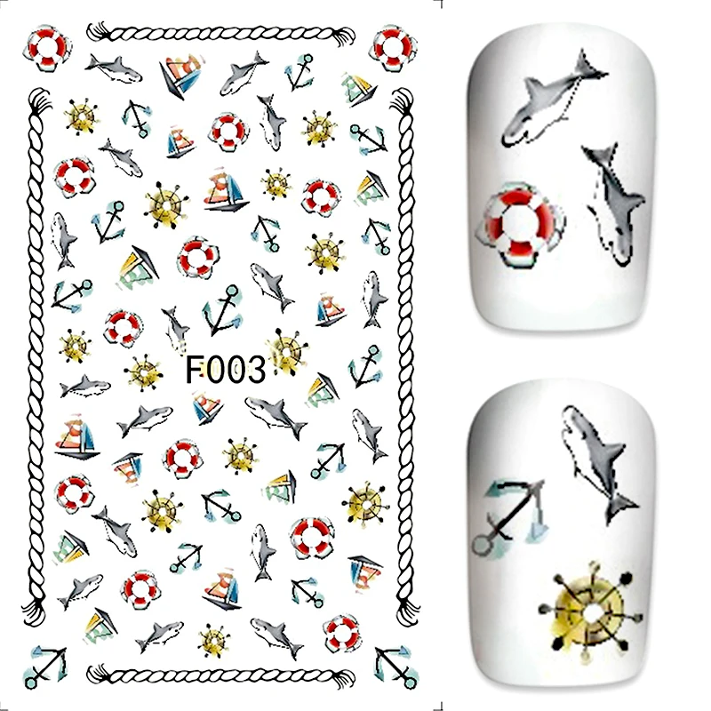 

LCJ 2019 Ocean World Theme Creative Designs Nail Stickers French Tips Nail Art Decorations For Nails Tools #F003