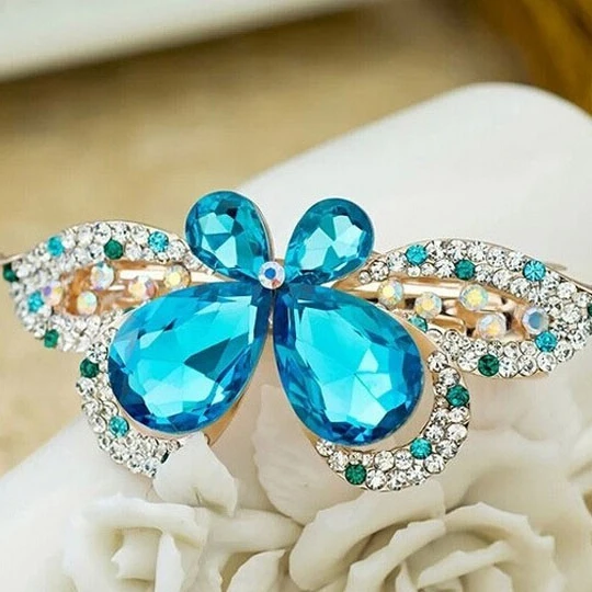 1 Pcs Elegant Women Vintage Crystal Diamond Butterfly Flower
