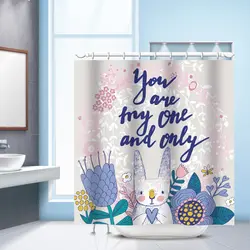 Ванная комната Душ Шторы мультфильм кролик напечатаны Водонепроницаемый душ Шторы Ванная комната полиэстер с защитой от плесени ткани с 12
