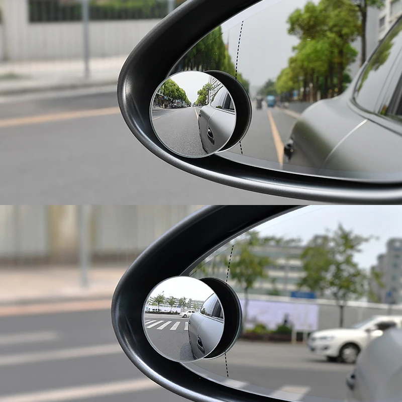 Универсальное автомобильное выпуклое зеркало, вращение на 360 градусов, регулируемое Безрамное Зеркало для слепых зон, авто Круглое стекло, выпуклые зеркала заднего вида