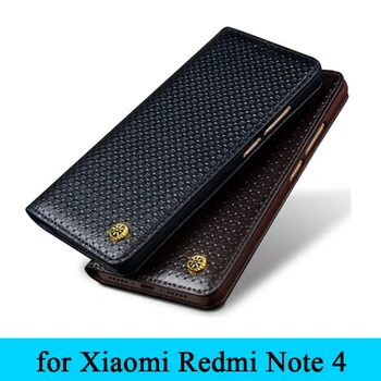 

High Quality Custom 100% Genuine Leather Case Phone Cover for Xiaomi Redmi Note4 Grass Pattern Protector for Redrice Note 4