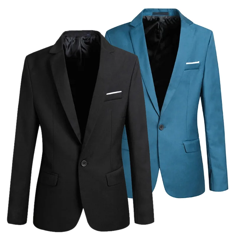 Модный весенне-осенний мужской блейзер с длинным рукавом, Одноцветный тонкий мужской повседневный тонкий пиджак, Офисные блейзеры размера плюс S-6XL, AIC88