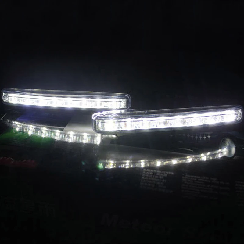

1set 8LED White Daytime Running Light Cars DRL The fog Driving Daylight Head drl lamps For Automatic Navigation Lights