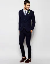 2017 Latest Coat Pant Designs Navy Blue Wedding Suits For Men Tuxedo Slim Fit 3 Piece Groom Suit Custom Blazer Terno Masculino A