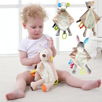 

Baby Toys Comforter Handkerchief Soothing Towel Baby Security Blankets Plush Animal Doll Teether For Baby Sensory Development