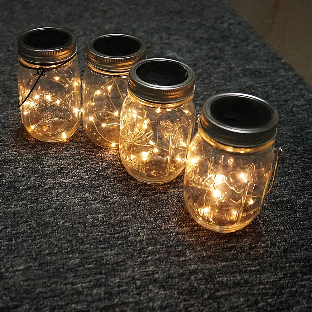 

Solar-Powered Mason Jar String Lights,10 LED Cap Fairy Light,Outdoor Patio Pathway Garden Landscape Lamp Excluding Bottles