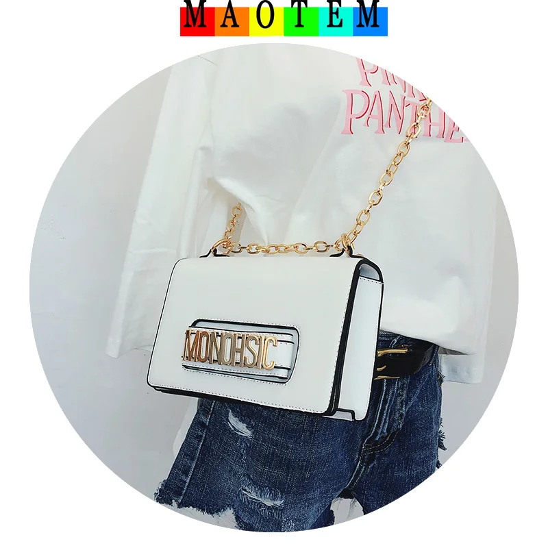

MAOTEM Uniform Price! 2017 Famous Popular Design New Women Chains Messenger Bag,Brand Name Letter Crossbody Bags