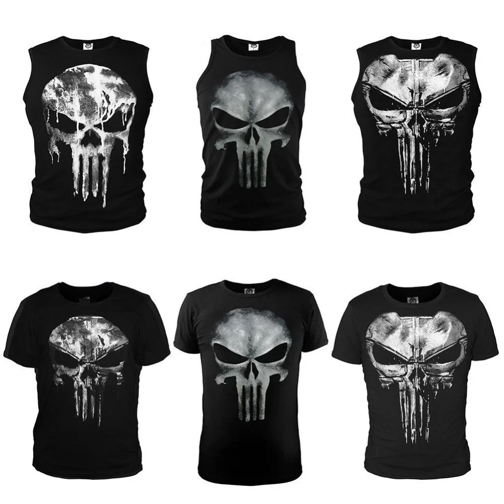 

The Punisher Daredevil T Shirts New Punisher T Shirt Print Ghost Vest For Men Skulls Punk Style Bodybuilding Casual Shirts