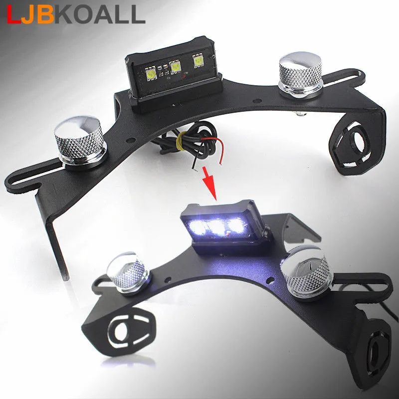 

New Motorcycle Aluminium License Number Plate Frame Holder Bracket Mount with LED Lights For Kawasaki Ninja ZX6R ZX636 2009-2017
