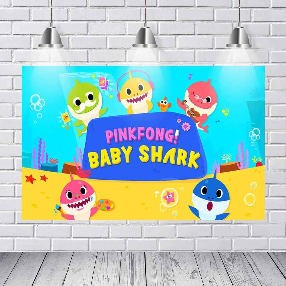 MEHOFOTO Pinkfong Baby Shark Photography Backdrop Customized Baby
