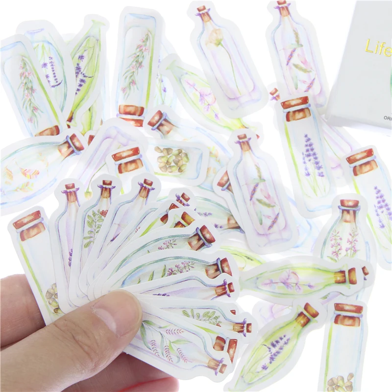 45 Pcs/ Box Cute Glass Bottles Mini Paper Sticker Diy Decoration Seal Sticker Material For Diary Scrapbooking Unique Stationery