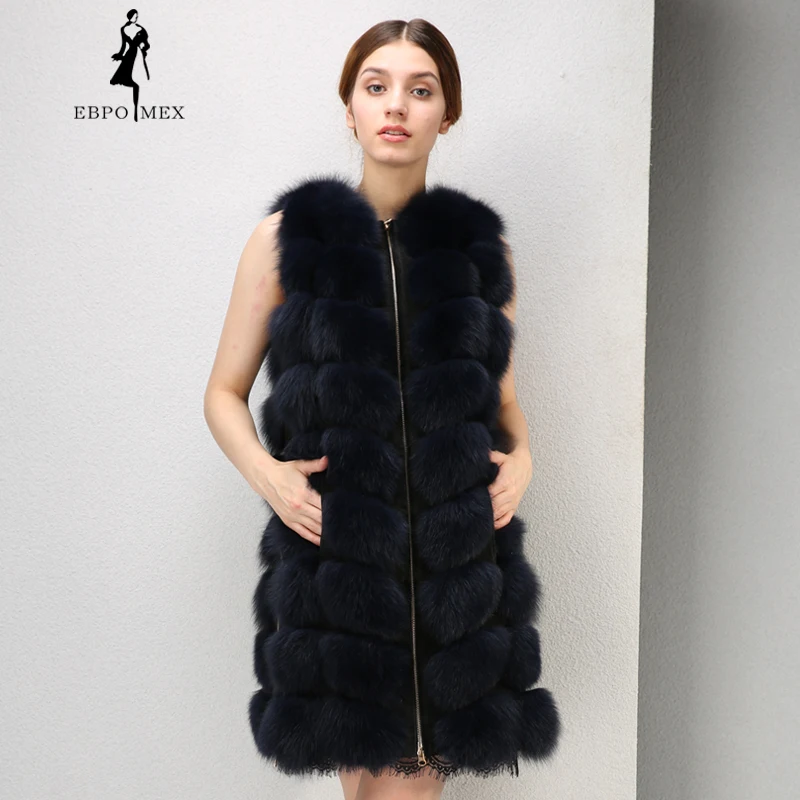 

2017 Trend long fox fur vest Fashion real fox fur vest Thin fox fur vest women Warm fur coat