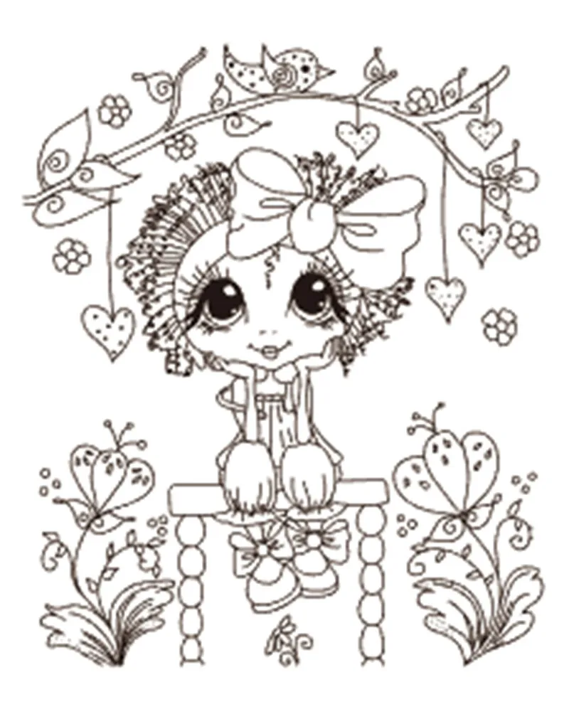 

10x8 Cute girl flowers Transparent Clear Stamps for Scrapbooking for DIY Card Making Cutting Crafts Stencil