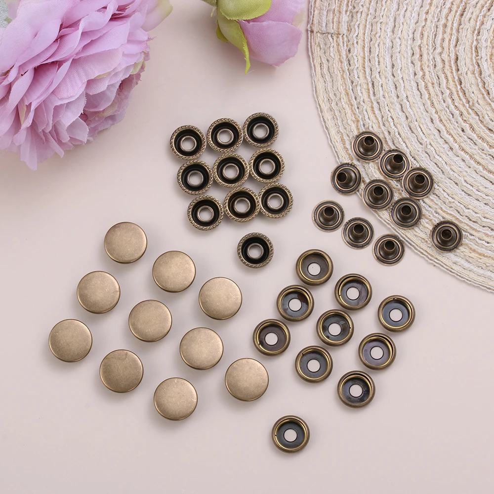 10Set(40pcs) DIY Scrapbooking Sewing Accessories Metal Round Fasteners Press Button Snap Buttons Leather Craft Clothes Bags