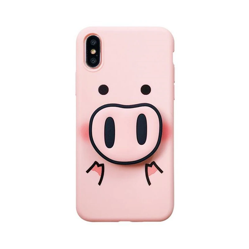 

Cute cartoon Pig Pattern Phone Case for iPhone XR X Xs Max TPU Soft Phone Shell for iPhone 7 8 6s Includes Lanyard and Bracket