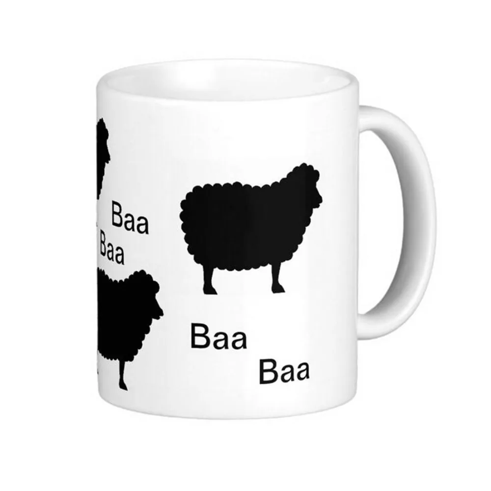 

Керамическая кружка Baa, для кофе, для путешествий, с изображением черной овцы