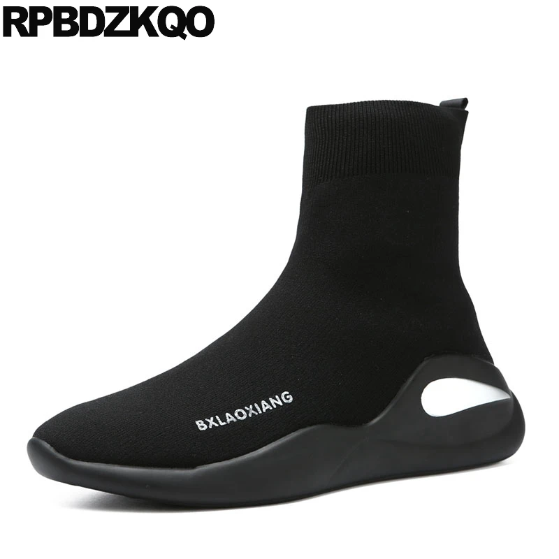 

Sneakers Booties High Sole Thick Soled Trainer Ankle 2018 Runway Top Black Sock Boots Men Slip On Casual Shoes Stylish Platform