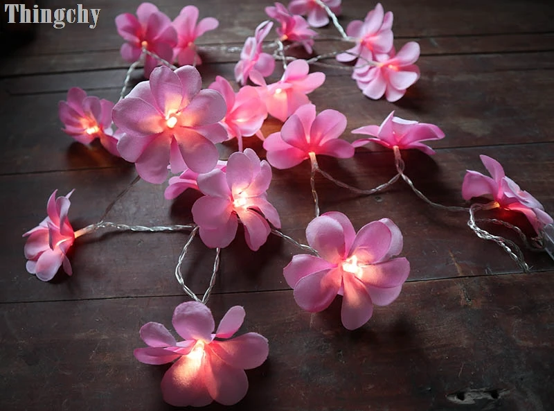 2 м 20LED DIY frangipani светодиодные огни строку батареи цветочный праздник освещения, вечеринку гирлянды украшения, украшения спальни