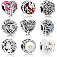 Горячая серебряные бусины полые Подарочная коробка цветок лук кристалл глазурь бусина для 925 Pandora Шарм Браслеты& Браслеты ювелирные изделия