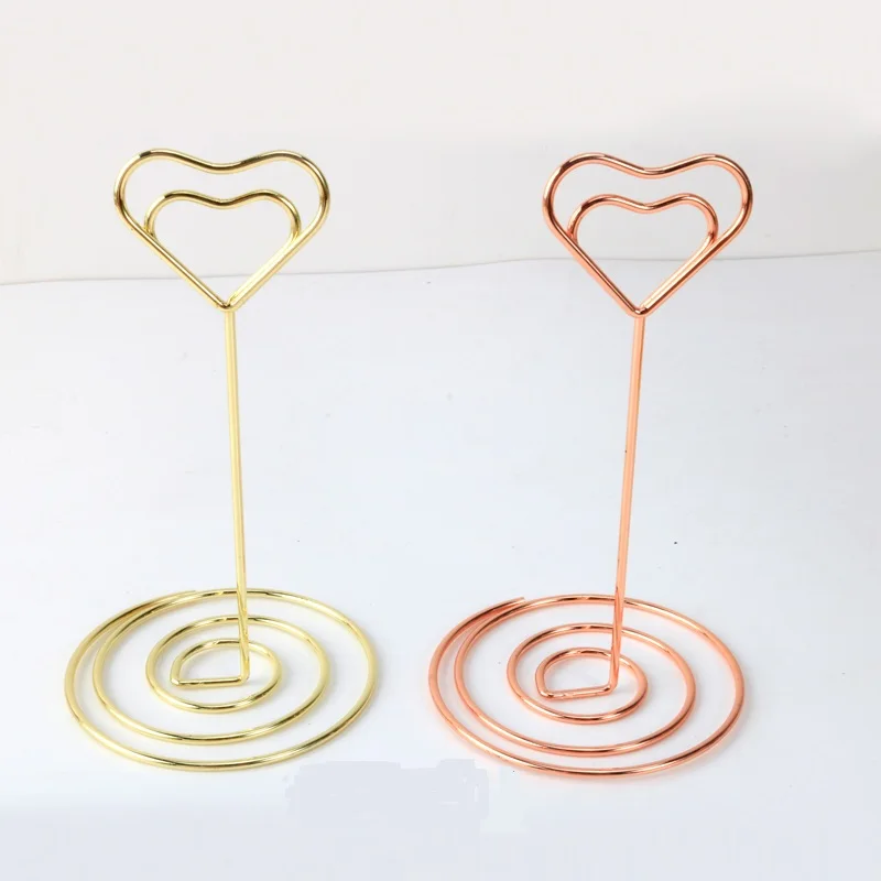 Creative Heart Stars Shape Rose Gold/Gold Metal Message Holder Clips Decorations Photo Clips Holder For Table Decorative Fixture