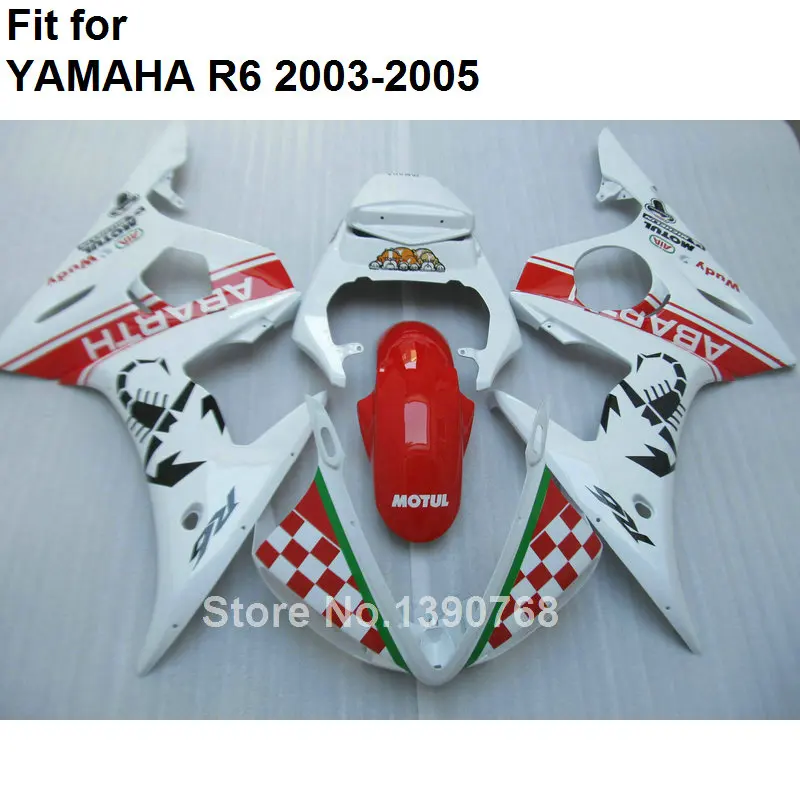 

ABS Plastic Fairing For YAMAHA Fairings R6 2003 2004 2005 White Red Bodywork Parts Fairing Kit YZF R6 03 04 05 HZ44