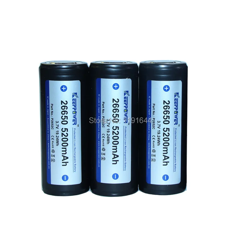 2 шт./лот,, Keeppower 3,7 V ICR 26650 5200 mah, защищенный аккумулятор