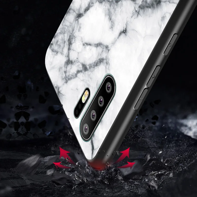 For Huawei P30 Pro Case Marble Tempered Glass Silicone Frame Hard Cover Phone Case for Huawei P30pro Cover for Huawei p30 Lite