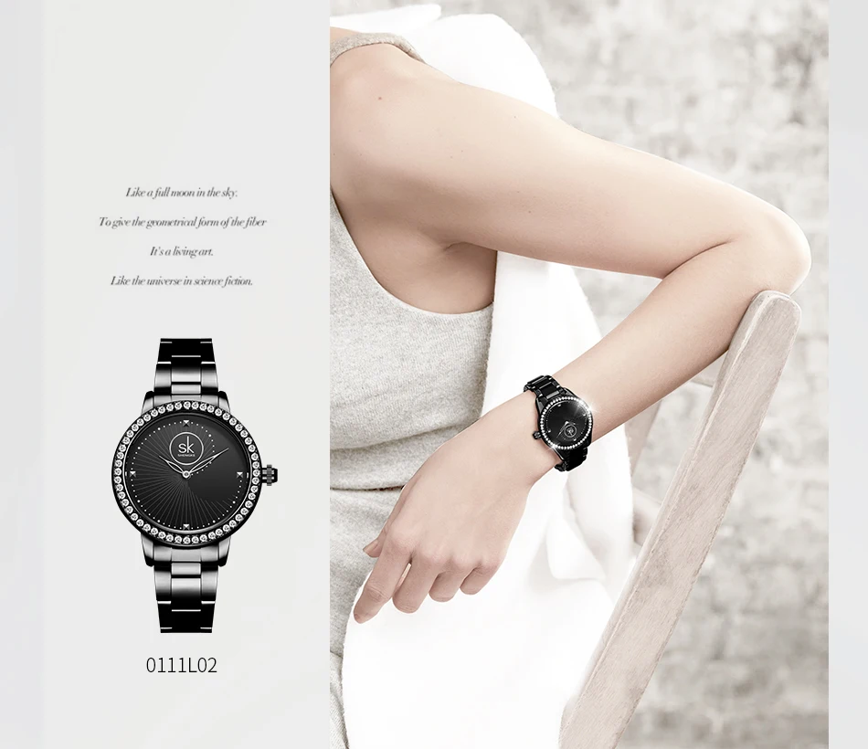 Shengke Лидирующий бренд, роскошные женские часы, стразы, модные женские часы из нержавеющей стали, женские часы, Reloj Mujer