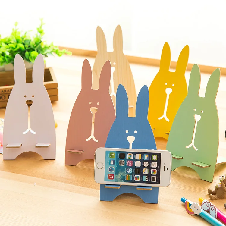 

Cute Lovely Rabbit Animal Cellphone Socket Wooden Dock Stand Holder.Universal Mobile Phone Stand Wood Holder Charging Bracket