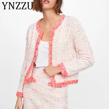

YNZZU Tweed Knitted Cardigan Women 2019 Autumn Casual Open Stitch Tassel Women's Sweater Cardigan Loose Winter Coat Women AO963