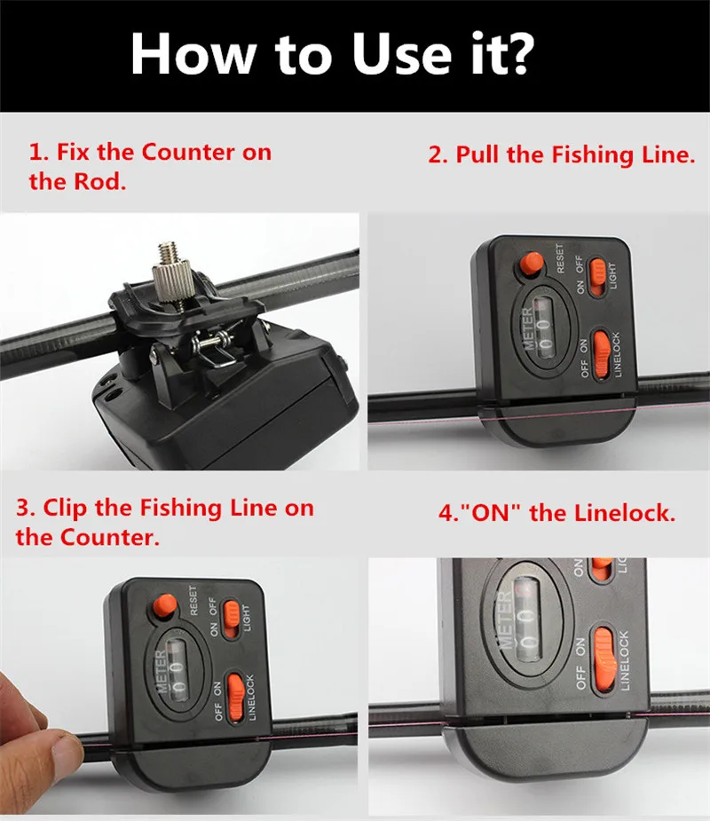 Fishing Line Counter Depth Finder Reel Meter Gauge Strong ABS Plastic 0-999M Digital Display Line Counter Sea Fishing Tackle (8)