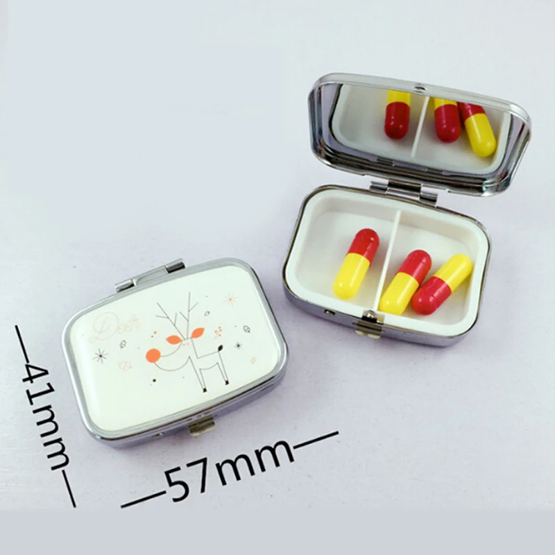 1 шт. милый портативный металлический квадратный Органайзер с цветочным принтом отсек для таблеток Чехол для хранения таблеток контейнер для лекарств